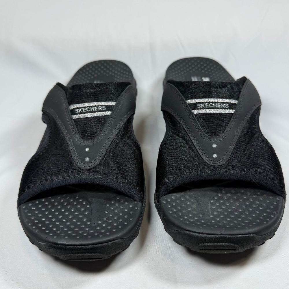 Skechers Outdoor Lifestyle Black Slide Sandals Leather Textile 47101 BBK US 9 - Picture 2 of 10